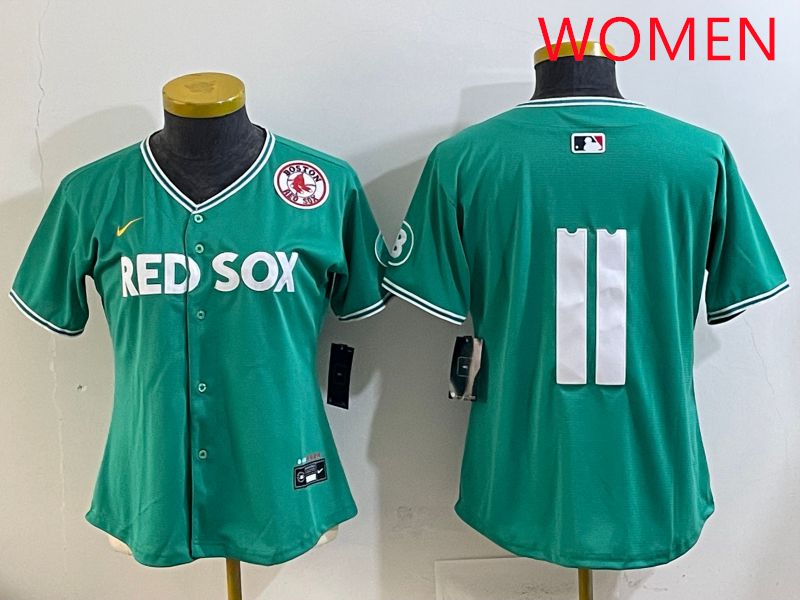 Women Boston Red Sox #11 No Name Green Joint Name Nike 2025 MLB Jersey style 9